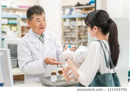 Pharmacists working in pharmacies, hospitals, and drug stores (medication instructions, prescriptions, medicines) Pharmacists working in pharmacies, hospitals, and drug stores (medication instructions, prescriptions, medicines) 121438790