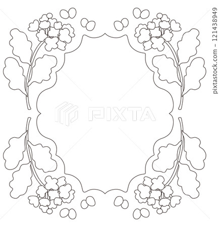 油菜花和蝴蝶的線描向量框架 油菜花和蝴蝶的線描向量框架 121438949