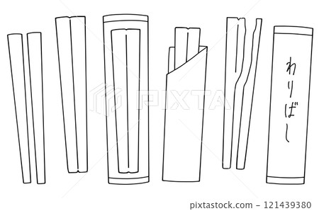 A simple and easy set of disposable chopsticks - Line drawing A simple and easy set of disposable chopsticks - Line drawing 121439380