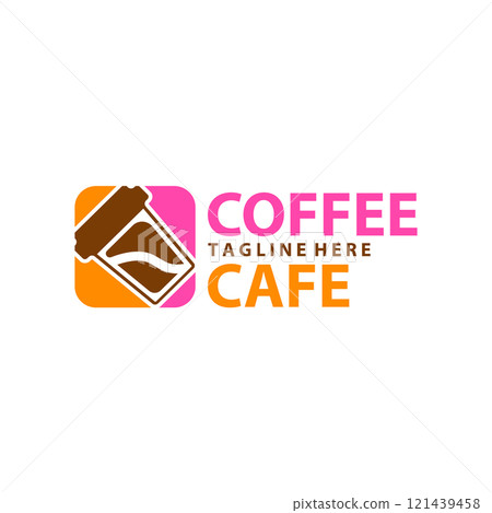 label coffee cup icon square symbol logo desain vector 121439458
