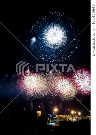 colorful fireworks of various colors in the night colorful fireworks of various colors in the night 121439648