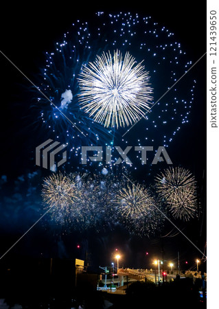 colorful fireworks of various colors in the city colorful fireworks of various colors in the city 121439650