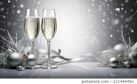 《AI Image》Silver background and champagne 121440462