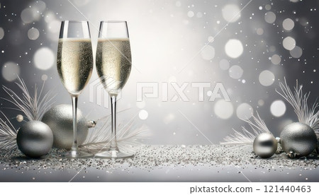 《AI Image》Silver background and champagne 121440463