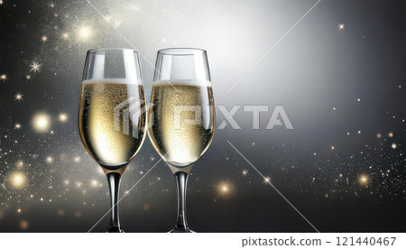 《AI Image》Silver background and champagne 121440467