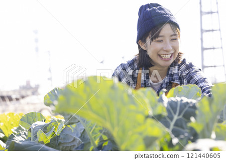 農民在田間勞動的景象 121440605
