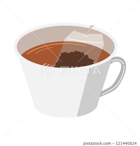 裝有方形茶包的杯子的插圖 121440824