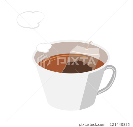 裝有方形茶包的杯子的插圖 裝有方形茶包的杯子的插圖 121440825