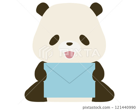 拿著電子郵件的微笑的熊貓 121440990