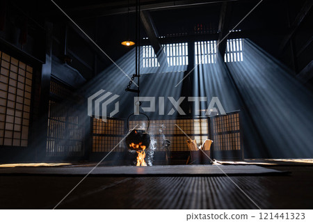 [光束素材] 妻子籠宿脅本陣奧谷的光束，冬季的特色【長野縣】 121441323