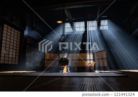 [光束素材] 妻子籠宿脅本陣奧谷的光束，冬季的特色【長野縣】 121441324