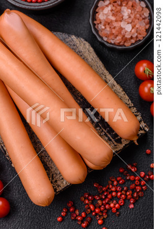 Delicious fresh vegetarian sausage or sausage made from vegetable protein tofu or seitan legumes Delicious fresh vegetarian sausage or sausage made from vegetable protein tofu or seitan legumes 121442098