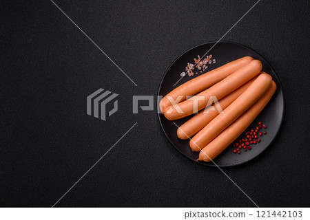 Delicious fresh vegetarian sausage or sausage made from vegetable protein tofu or seitan legumes 121442103