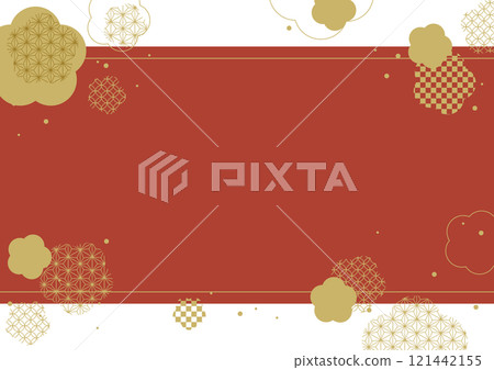 日式花紅色圖形框架背景素材 日式花紅色圖形框架背景素材 121442155