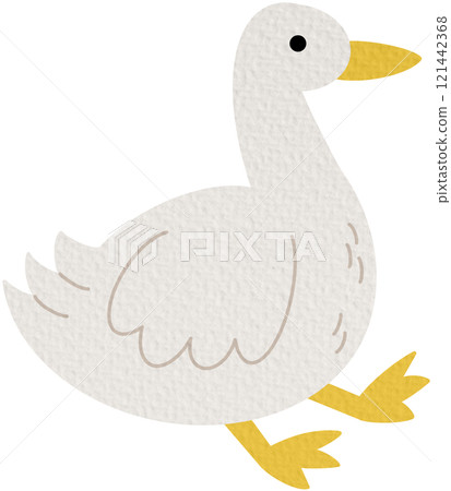Funny Sitting Goose Vector Illustration On white background. 121442368
