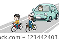 People riding bicycles side by side (color) 121442403