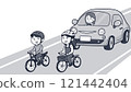 People riding bicycles side by side (1 tone) 121442404