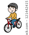 Boy riding a bicycle (color) 121442415