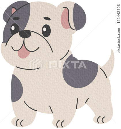 Flat dog vector illustration in children's style. Cute bulldog on white background 121442508