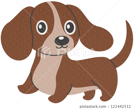 Flat dog vector illustration in children's style. Cute bulldog on white background 121442512