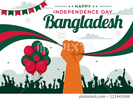 Bangladesh Independence Day Vector Illustration Celebrating 26 March with a Waving Flag and National Monument in a Festive Flat Cartoon Background 121443006