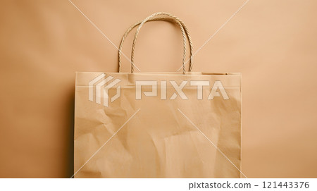 Blank craft bag with recycled paper handles. AI Generated 121443376