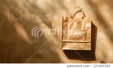 Blank craft bag with recycled paper handles. AI Generated Blank craft bag with recycled paper handles. AI Generated 121443392