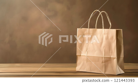 Blank craft bag with recycled paper handles. AI Generated 121443393