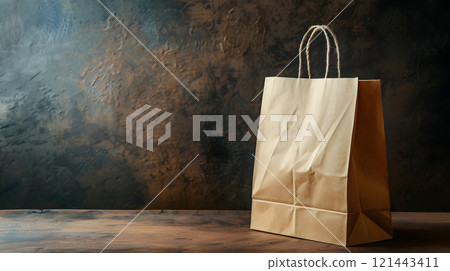 Blank craft bag with recycled paper handles. AI Generated 121443411