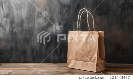 Blank craft bag with recycled paper handles. AI Generated Blank craft bag with recycled paper handles. AI Generated 121443427