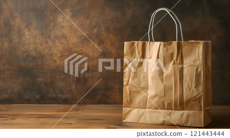 Blank craft bag with recycled paper handles. AI Generated Blank craft bag with recycled paper handles. AI Generated 121443444