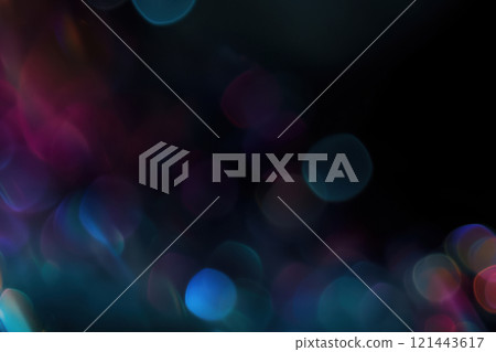 Vibrant Multicolor Bokeh Lights on Dark Background for Creative Design Concepts 121443617