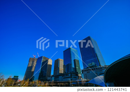Cityscape with blue sky and skyscrapers Cityscape with blue sky and skyscrapers 121443741
