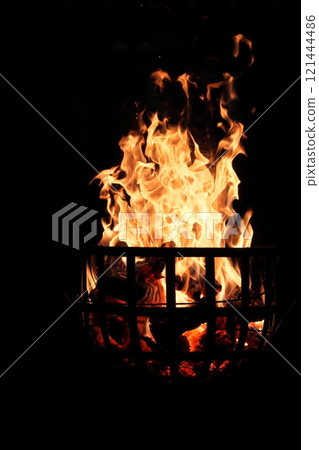 Burning bonfire flames 121444486