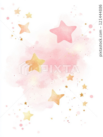 Invitation template with painted stars, cute design for baby shower or birthday modern invitation. 121444886