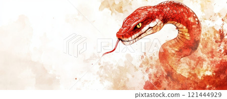 Chinese New Year background, year of the snake concept. Red and golden colored 121444929
