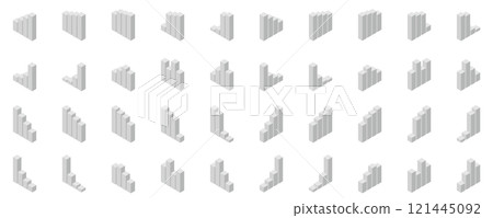 Graph isometric 3D vector illustration set 121445092