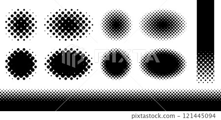 半色調處理設定圓形橢圓形框架標題黑色向量 半色調處理設定圓形橢圓形框架標題黑色向量 121445094