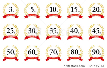 月桂花環絲帶週年紀念集向量圖 月桂花環絲帶週年紀念集向量圖 121445161