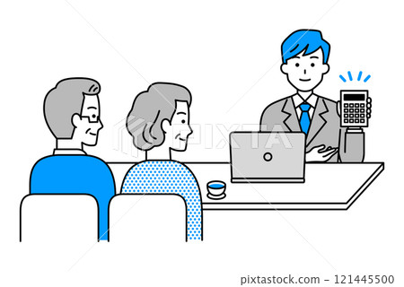 一位穿西裝的男子向一對老年夫婦提供報價 121445500