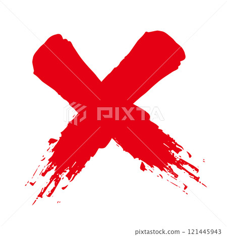 X, red, brush, handwritten, calligraphy 121445943