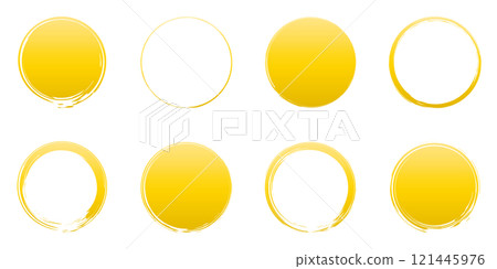 Brush circle yellow gold gradation Japanese style circle frame decoration set vector 121445976