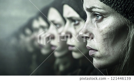 Group of people experiencing hunger and poverty 121446139