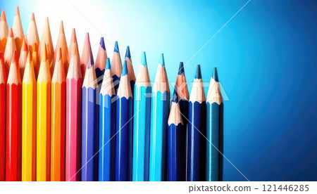 AI image: Neatly arranged colored pencils 121446285
