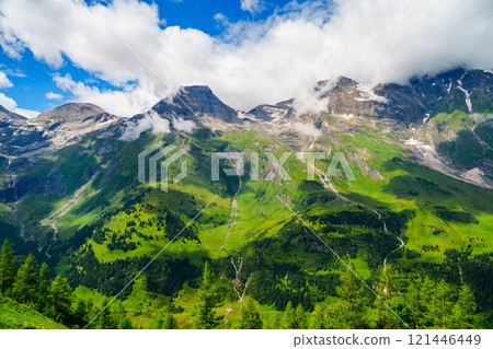 Stunning view of the Kitzsteinhorn mountain range in Kaprun, Austria. Stunning view of the Kitzsteinhorn mountain range in Kaprun, Austria. 121446449
