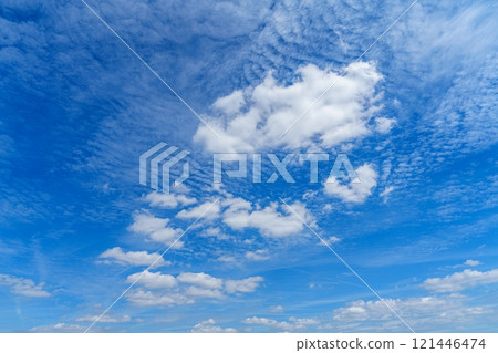 Stunning Blue Sky Background with Fluffy White Clouds for Creative Designs and Projects Stunning Blue Sky Background with Fluffy White Clouds for Creative Designs and Projects 121446474