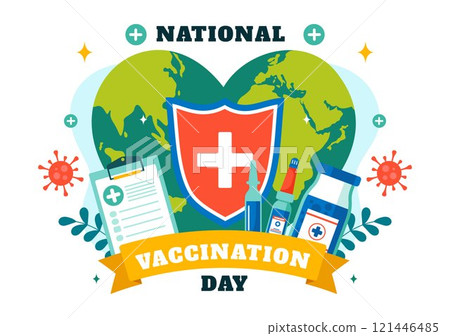 National Vaccination Day Illustration Celebrated on March 16, Featuring a Vaccine Syringe to Promote Strong Immunity and Health Care in a Background 121446485
