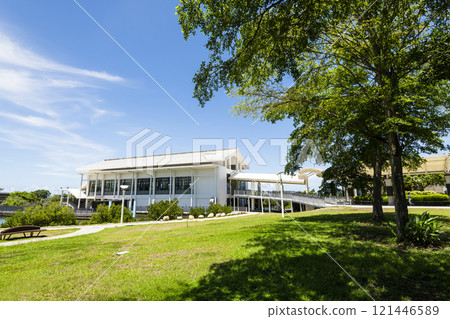 View of Dapeng Bay National Scenic Area Headquarters in Donggang of Pingtung, Taiwan. 121446589