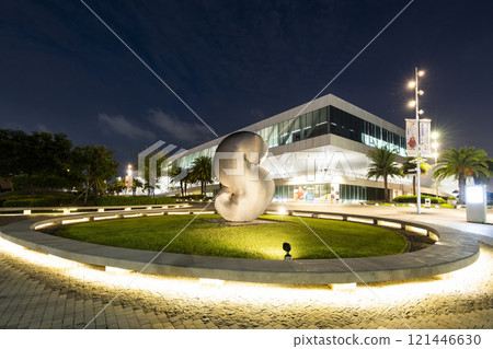 Night view of the National Kaohsiung Center for the Arts (Weiwuying), Taiwan. The site was originally a military compound and was reconstructed as an arts center. Night view of the National Kaohsiung Center for the Arts (Weiwuying), Taiwan. The site was originally a military compound and was reconstructed as an arts center. 121446630