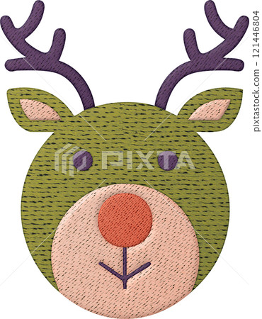 Festive deer embroidery ornament seasonal patchwork stitch design for christmas decor 121446804